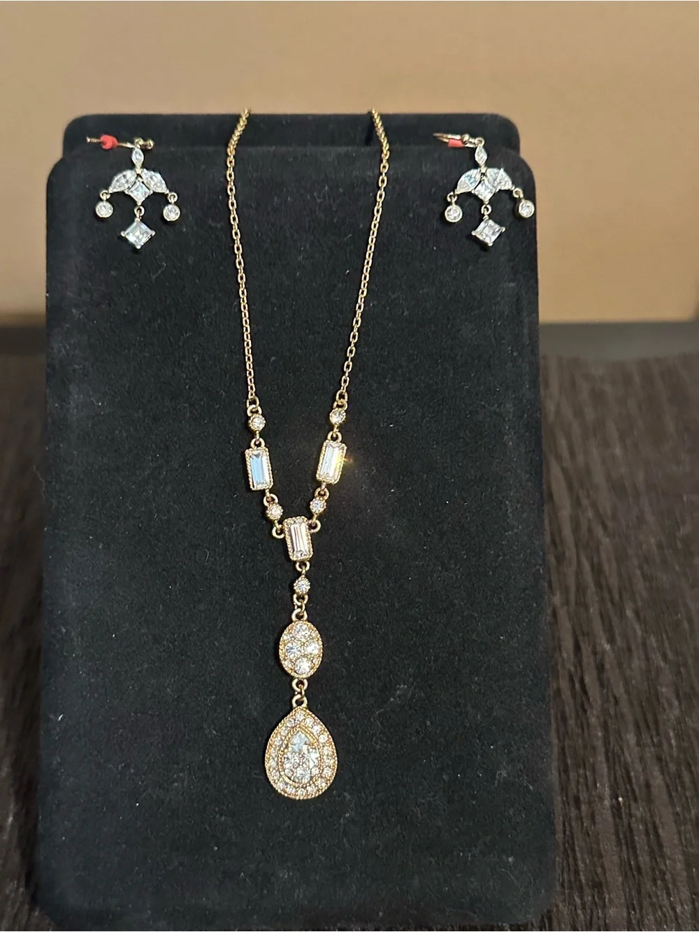 Givenchy Gold-Tone Lavalier Pendant and With Bonus Earrings